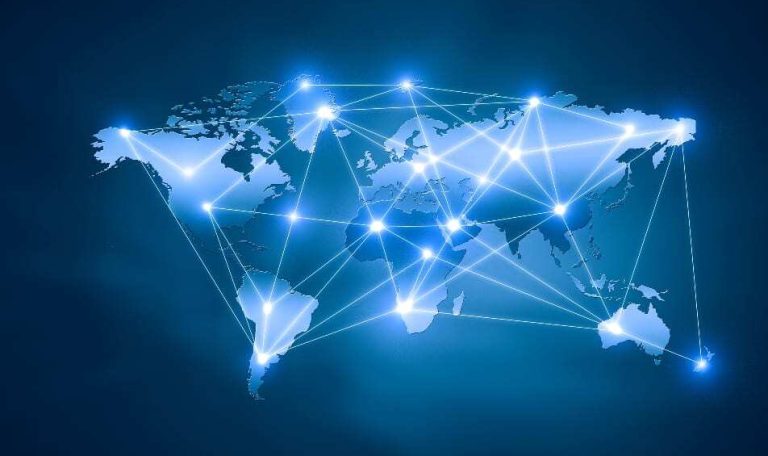 Background digital image of world map with connection lines