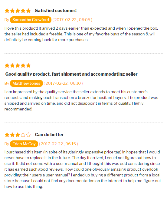 user reviews