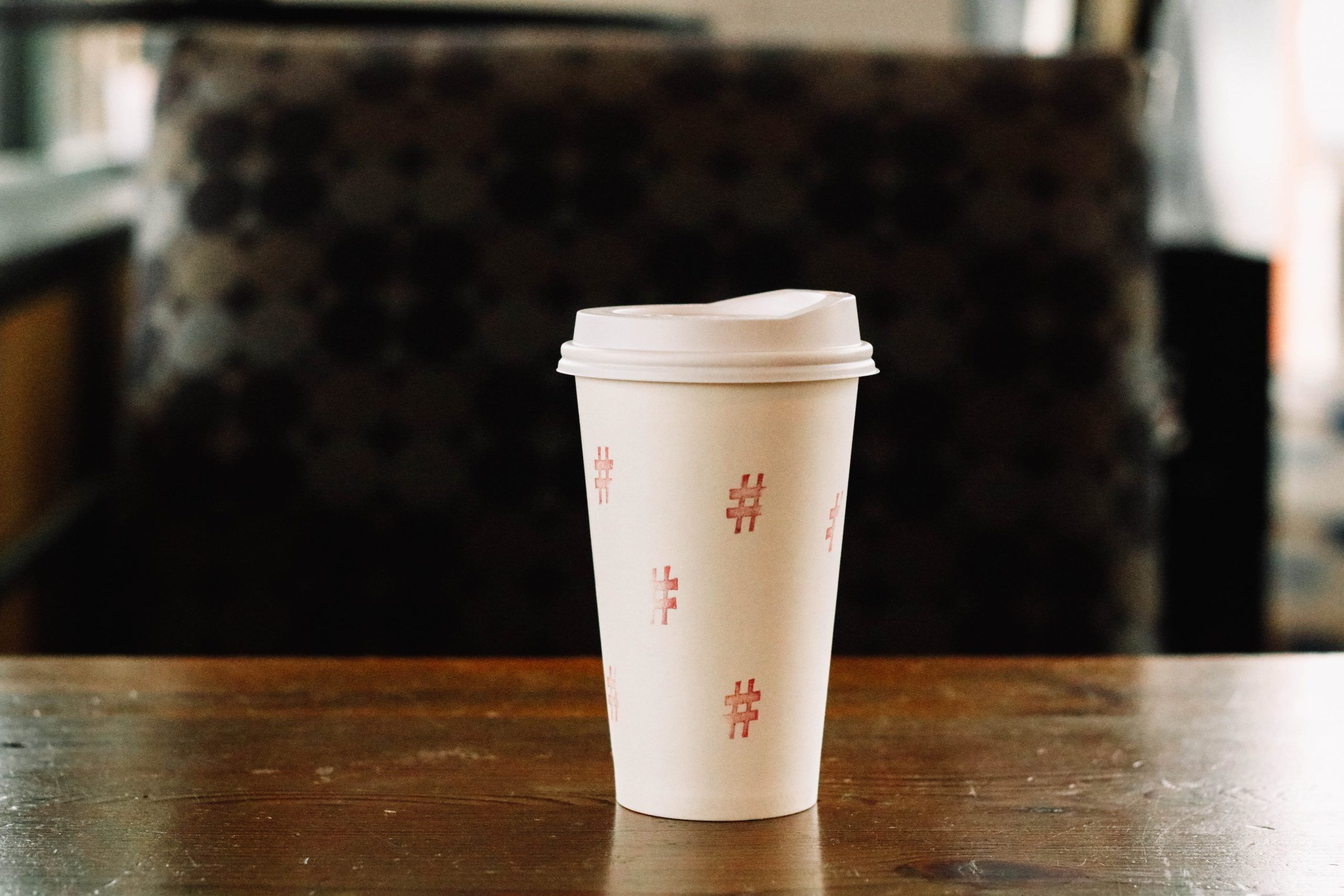 Coffee Cup Adorned With Hashtags Coffee Cup Adorned With Hashtags