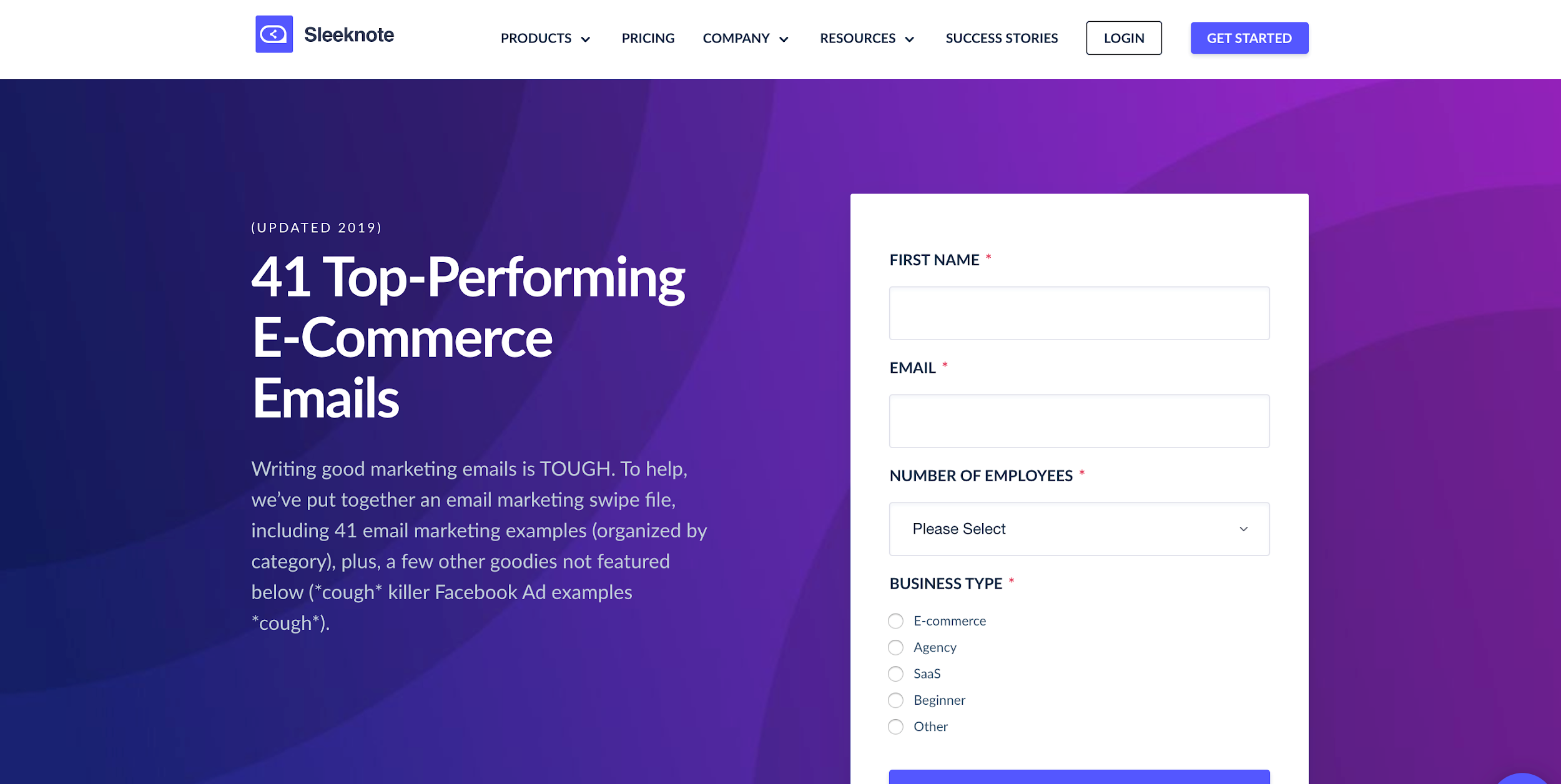 landing page