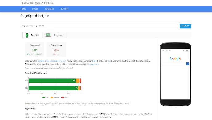 page speed insights